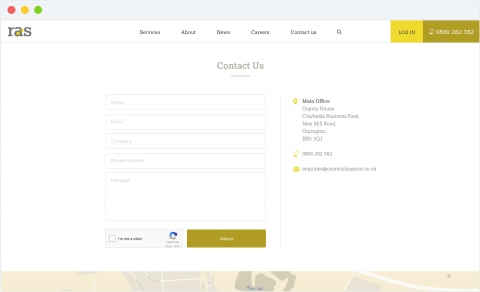RAS desktop contact page design